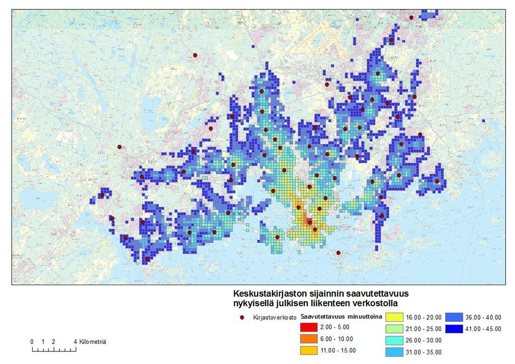 5.6.2014 Gispositio Oy Keskustakirjaston saavutettavuus nykytilanteessa Keskustakirjaston sijainnin saavutettavuus