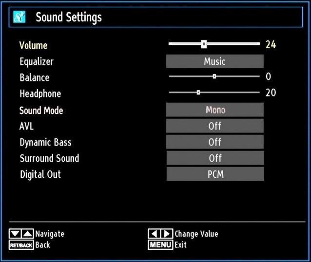 For normal colours, select Normal option. Setting Warm option gives white colours a slight red stress. Picture Zoom: Sets the picture size to Auto,16:9, Subtitle,14:9, 14:9 Zoom, 4:3 or Cinema.