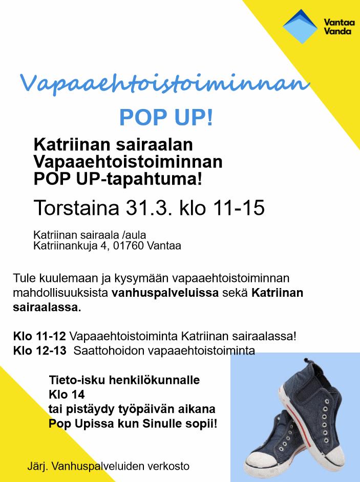 Sivu 6 Vapaaehtoistoiminnan POP UP-tapahtumia! Vapaaehtoistoiminnan POP UP! Pop Up- ÄIJÄKERHO! Keskiviikkona 16.