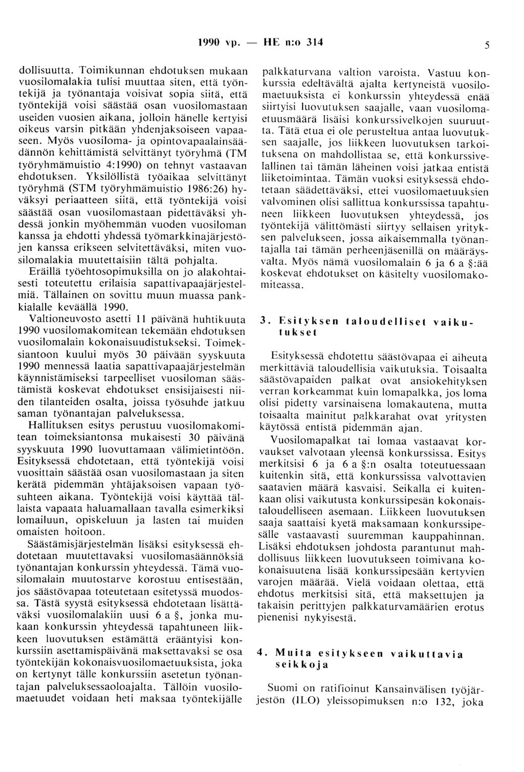 1990 vp. - HE n:o 314 5 dollisuutta.