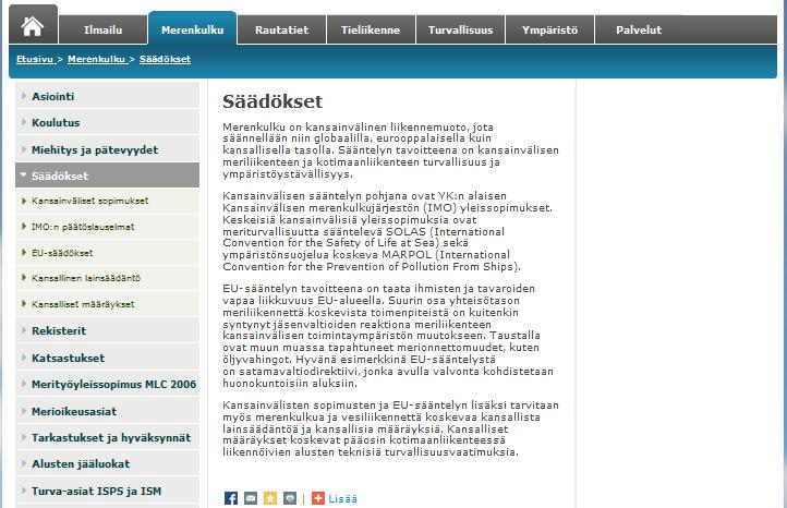 Merenkulun säädökset 7.11.