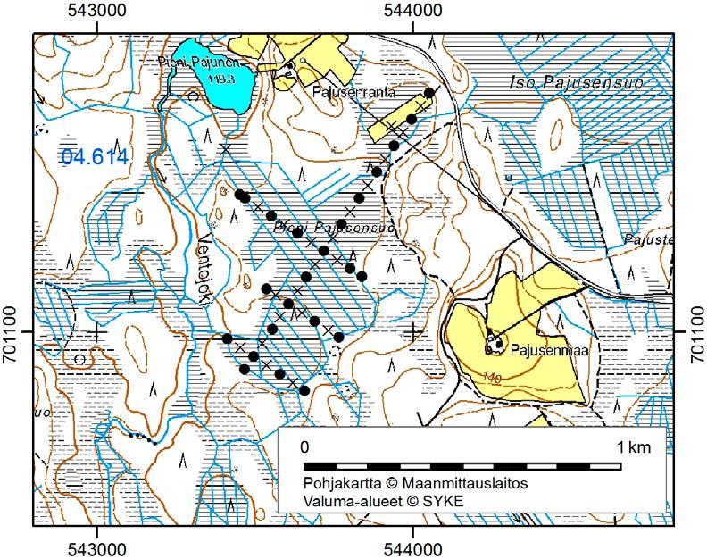 Nilsiässä (Kuopiossa) tutkitut suot ja niiden turvevarat. Osa 2. 37. Pieni Pajusensuo Pieni Pajusensuo (x = 7011,2, y = 5437,2) sijaitsee 12 km linnuntietä Nilsiän keskustasta länsiluoteeseen.