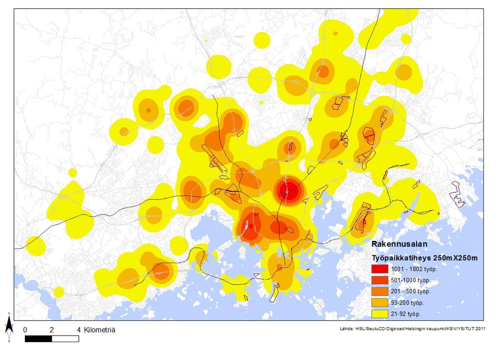 Yleiskaava Selvityksiä YOS 2013 Kartta 2: Kuljetus- ja varastointialojen keskittymät