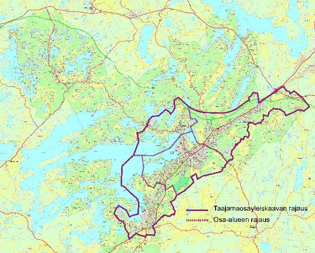 KAAVA-ALUE Taajamaosayleiskaava käsittää lohjan kaupungin asemakaavoitetut ja asemakaavoitettaviksi tarkoitetut taajama-alueet sekä niihin liittyvät virkistysalueet ja maaseutumaiset lievealueet.