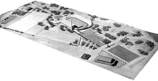 136 Stadionin suunnittelukilpailu järjestettiin vuonna 1933 ja sen peruskivi muurattiin vuoden 1936 kesäkuussa.