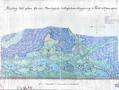 Kuva 7 Talvinen kuva Eläintarhasta. Kuvassa muinaisen Töölön joen uoma vuoden1920 tienoilla. Valokuva Ivan Timiriasew. HKM. Kuva 8 Ehdotus eläintarhaksi Helsingin Töölöön.