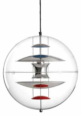 1*E14, max 40 W Ø 40 cm VP GLOBE Akryyli - metalliset heijastimet Verner Panton vuonna