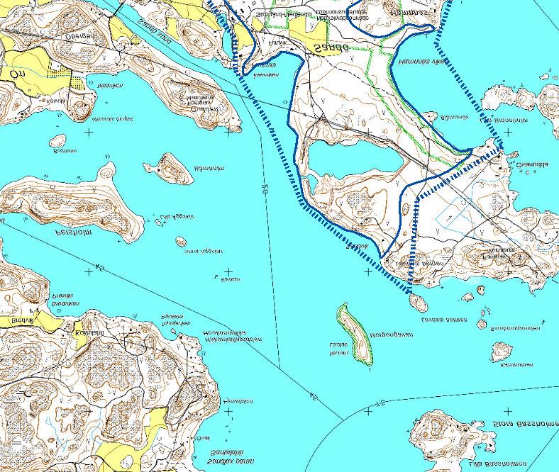 Sandö, 0253303 2-luokka/Klass 2 Varsinaisen uodostuisalueen uusi raja/ Nya gränsen för det egentliga grundvattnets