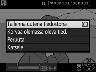 Kaikki valittua alkukohtaa edeltävät ja valitun loppukohdan jälkeiset kuvat poistetaan kopiosta. 6 Tallenna kopio.