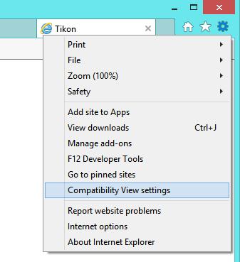 Kesäkuu 2017 5 (8) 3 Muita ohjeita Mikäli Tikon web -sovellukset eivät toimi oikein, kannattaa kokeilla seuraavia toimenpiteitä. 3.1 Yhteensopivuus -tila (Internet Explorer) Tarkista, ettei selaimessasi ole yhteensopivuus (compability) -tila päällä.