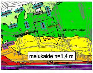 SUUNNITTELUN LÄHTÖKOHDAT Selvityksessä on ko. osalle valtatietä ehdotettu meluntorjuntatoimenpiteeksi 1,4 metriä korkeaa melukaidetta. Selvityksessä ehdotettu meluaita on rakennettu.