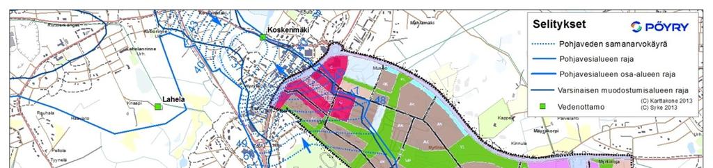 sadevesien imeytymistä pohjavesialueella, mikäli hulevesien imeyttäminen toteutetaan suunnitellusti.