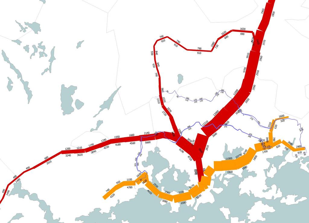 Hyvinkää Mäntsälä Rajamäki Jokela Vihti kk Nummela Veikkola Nurmijärvi kk Järvenpää Pornainen Hyrylä Kerava Klaukkala Nikkilä Vantaa Söderkulla Espoo Kirkkonummi Helsinki Mitä punaisempi vyöhyke,