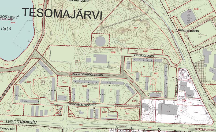 2019 Kaavoitusohjelma 2018 2022 Tesomajärven koulun alue Koulukäytöstä poistuvaa tonttia