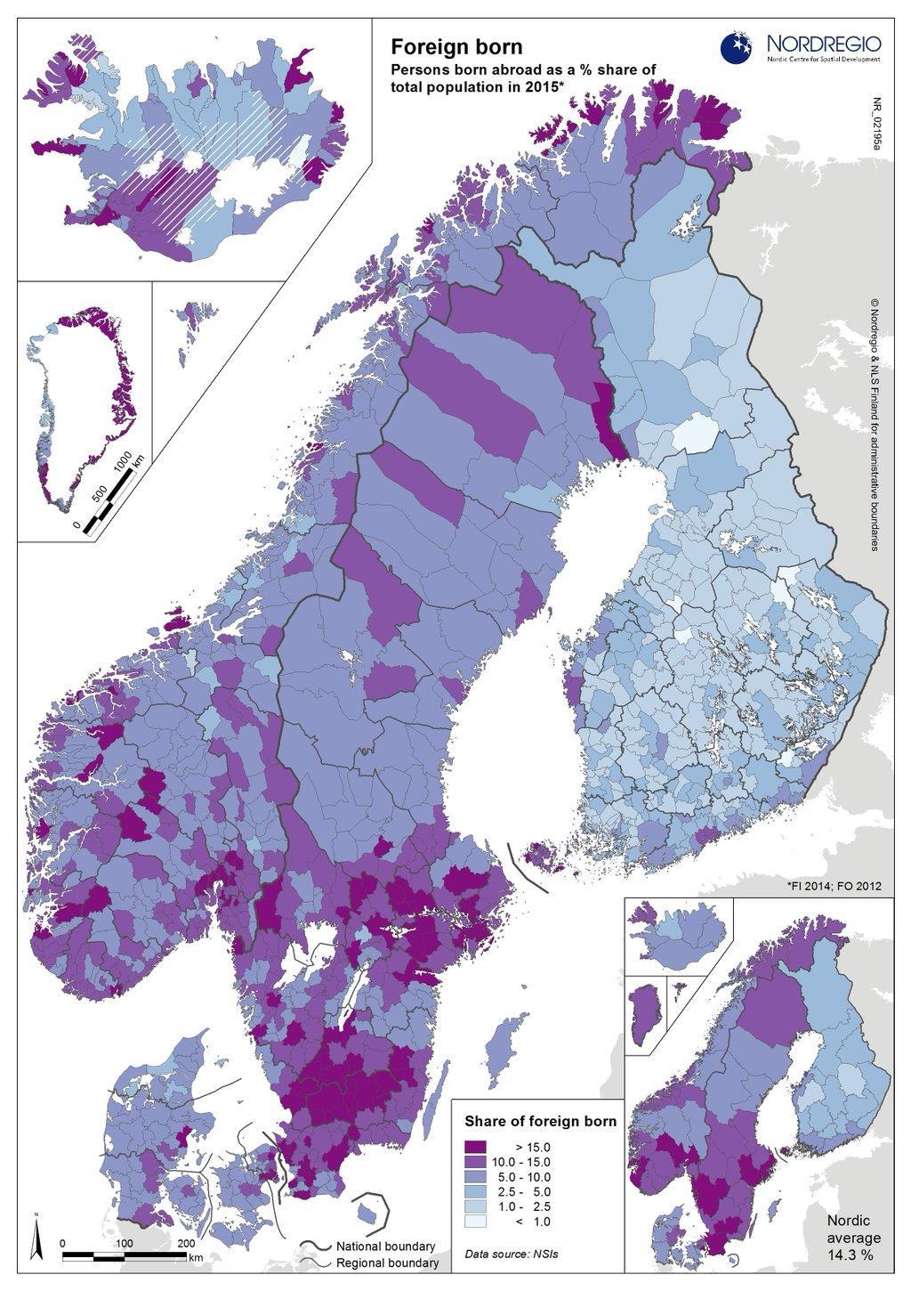 Ulkomailla syntyneiden %-osuus