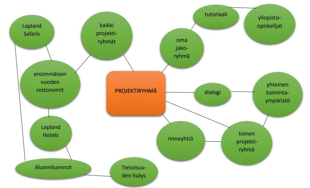 Muutama ryhmä nosti esille verkostoitumista haitanneen projektiyrityksen kiireen ja erilaisen näkemyksen suunniteltavasta palvelutuotteesta.