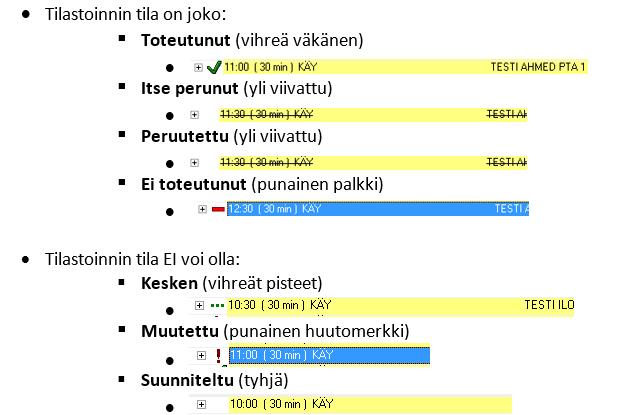 Tilastoinnin tilan näkyminen