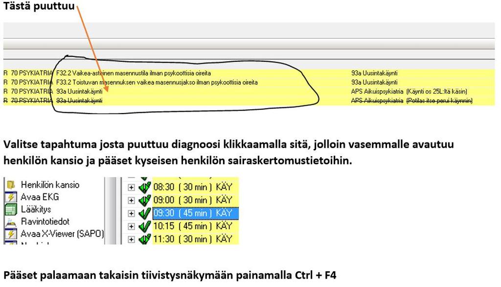 Tiivistys KÄY-tapahtumista Tiivistämällä omasta kansiosta (käyttäjä) tai yksikön kansiosta