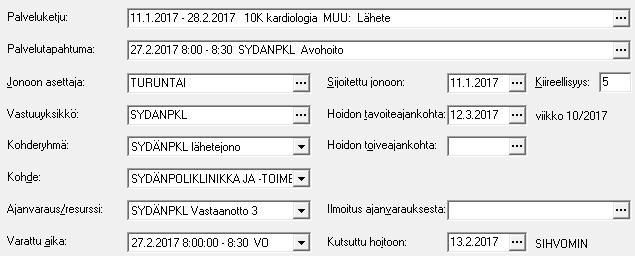 Ensikäynti tai toimenpide ajan antaminen jonosta Ajanvaraus tulee aina tehdä jonosijoituksen kautta jolloin Ajanvaraus/resurssi ja Varattu