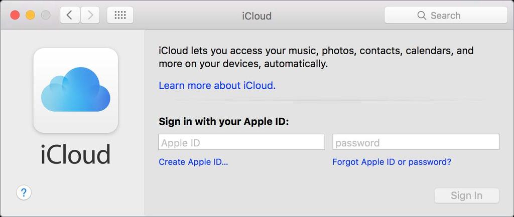 sisällön tallentamiseen icloudiin. Jos sinulla ei vielä ole Apple ID:tä, voit luoda sellaisen icloud-asetuksissa. Valitse Omenavalikko (apple) > Järjestelmäasetukset.