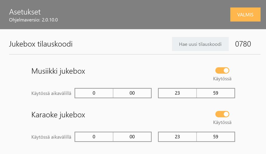Jukebox hallinta ja asetukset Jukeboxin asetukset Voit kytkeä jukeboxin päälle tai pois nopeasti avaamalla Oma tili-ikkunan. Tarkempia asetuksia määritellessä avaa asetukset ja mene kohtaan Jukebox.