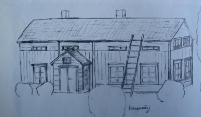 Kopiointilupa 260/KP/08) Hangonmäen talo oli rakennettu vuonna 1850 ja purettu 1977.