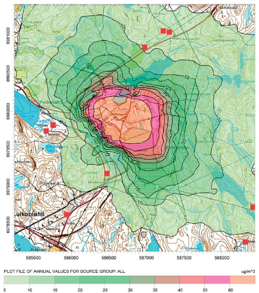 Kuva 11-22 Vaihtoehto VE1, mallinnetut vuosikeskiarvot