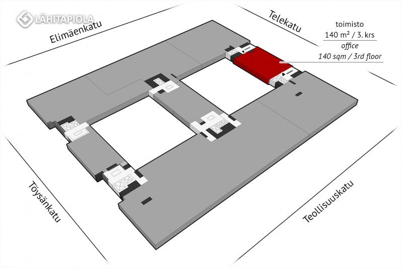 Toimisto 140 m² / 3. krs.