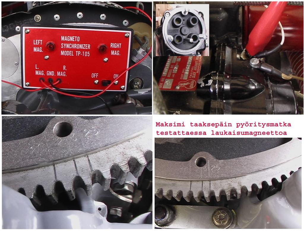 43 Tarkista magneettojen johdotus, ulkopuolinen kunto ja ajoitus (Slick SL173C). Mikäli ajoitus on muuttunut edellisestä tarkastuksesta yli 4 astetta (Slick SL264A), tarkista magneetto.