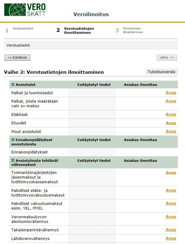 Veroilmoitus verkossa Palvelussa voit ilmoittaa muutoksia esitäytettyyn veroilmoitukseesi. Voit muuttaa tai täydentää lähes kaikkia esitäytetyn veroilmoituksen tietoja.