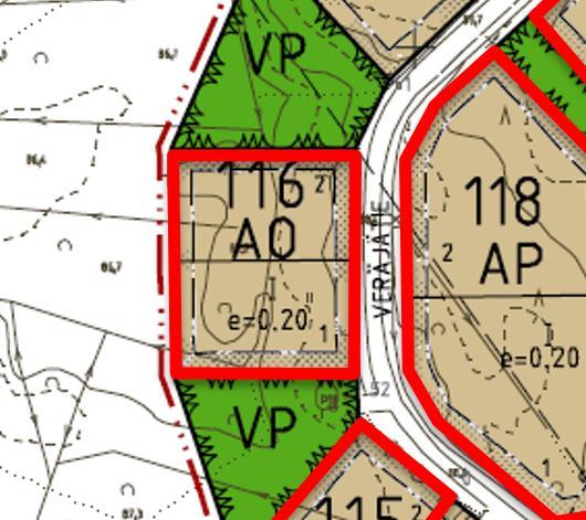 Kortteli 116 Alueelle saa rakentaa yksi- tai kaksiasuntoisia pientaloja (omakotitaloja) asumistarkoituksiin.