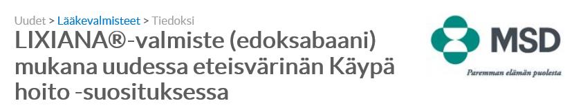 Esimerkki rytminsiirto eteisvärinässä Akuutti (alle 48h ja ei muita riskitekijöitä): varfariini+hepariini tai suora antikoagulaatiolääke voidaan tehdä ilman oraalista lääkitystäkin