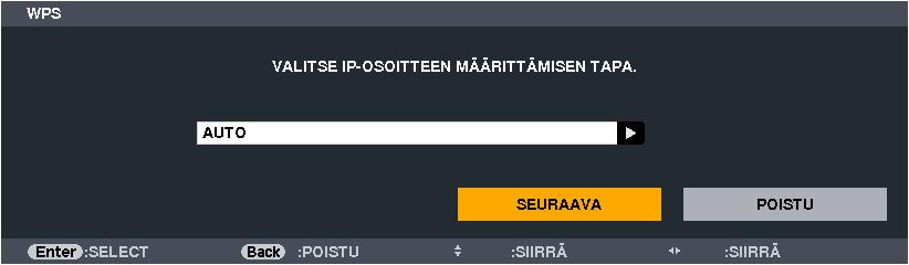 WPS 5. Näyttövalikon käyttäminen Jos langattoman lähiverkon tukiasema.