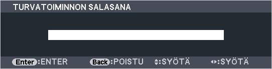 [TURVATOIMINTO]-asetusta ei voi muuttaa valikon [PALAUTA]-valinnalla. Ota turvatoiminto käyttöön seuraavasti: 1. Paina Menu-painiketta. Valikko tulee esiin. 2.