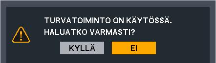 7. Näppäile sama salasana -painikkeilla ja paina sitten Enter-painiketta. 3. Käytännöllisiä toimintoja Vahvistusnäyttö tulee esiin. 8. Valitse [KYLLÄ] ja paina sitten Enter-painiketta.