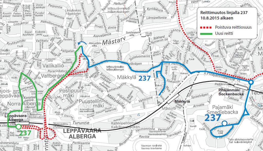 24 Kuva 15. Linjan 237 uusi reitti. Kuva 16. Uuden linjan 237B reitti.