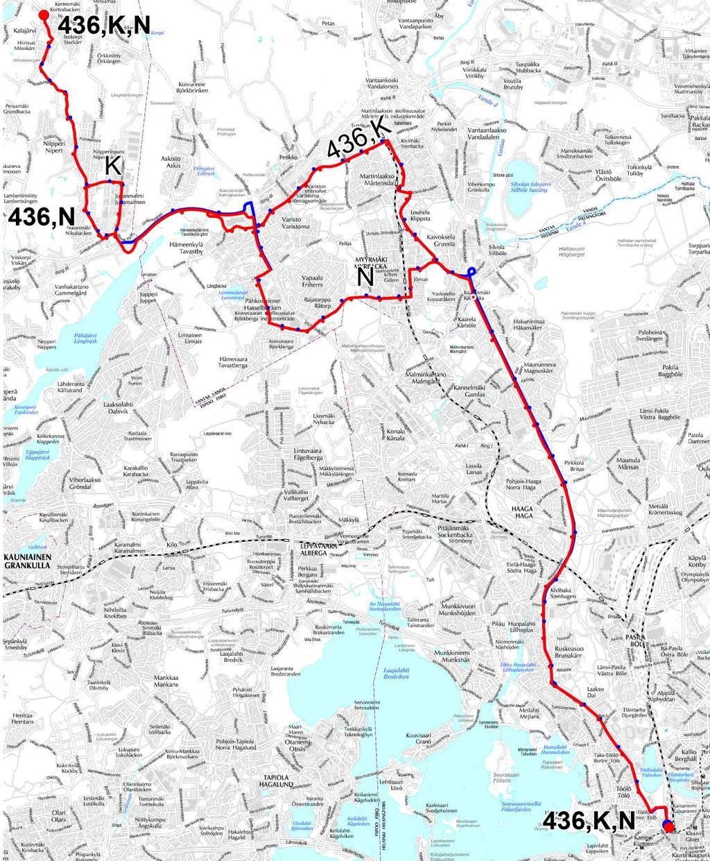 25 Linja 324 muuttuu linjaksi 436, joka ajaa Martinlaakson aseman kautta tarjoten yhteyden Pohjois- Espoosta Kehäradan juniin.