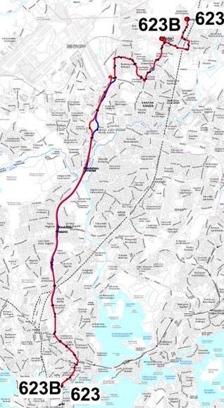 66 Linjat 623 ja V625 Linjan 623 reitti lyhenee Helsingin päässä Hakaniemeen ja Vantaan päässä Peijaksen sairaalalle. Helsingin keskustasta pääsee Kehäradan junalla Leinelän asemalle.