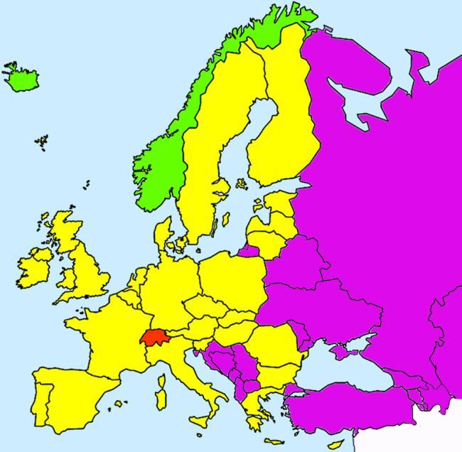 Seuraavan luettelon avulla on mahdollista yksilöidä Euroopassa ja sen lähialueella sijaitsevat valtiot.