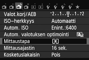 3 q Mittaustavan muuttaminenn Kohteen kirkkauden voi mitata neljällä tavalla (mittaustapa). Yleensä kannattaa käyttää arvioivaa mittausta.