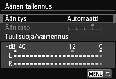 3 Videovalikkotoimintojen asetukset Kun asetat valintakiekon <k>-asentoon, videokuvaukseen liittyvät toiminnot tulevat näkyviin [Z1]-välilehteen. Valikossa on seuraavat komennot.