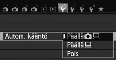 Kätevät ominaisuudet 3 Pystykuvien automaattinen kääntö Kun otat pystysuuntaisen kuvan ja katselet sitä kamerassa tai tietokoneessa, kuva kääntyy automaattisesti pystyasentoon.