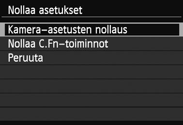 Kätevät ominaisuudet 3 Kameran oletusasetusten palauttaminenn Kameran kuvausasetukset ja valikkoasetukset voi palauttaa oletusasetuksiin videokuvaustilassa ja luovissa stillkuvaustiloissa.