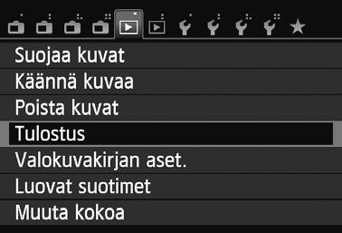 W Digital Print Order Format (DPOF) Määritä tulostustapa ja päiväyksen ja kuvanumeron tulostus.