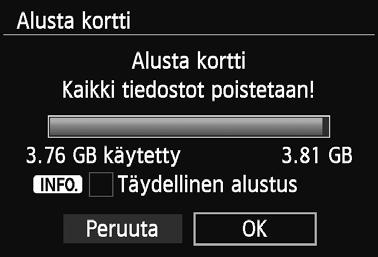 3 Kortin alustaminen Jos kortti on uusi tai jos se on aiemmin alustettu toisessa kamerassa tai tietokoneessa, alusta kortti tässä kamerassa.