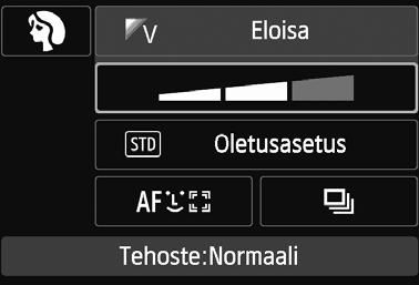 Q Pikavalinnat peruskuvaustilassa ja Älykäs automaattikuvaus -tilassa Esimerkki: muotokuvatila Pikavalintatoiminnot Q: Q-pikavalinta B: B-pikavalinta o: Oletusasetus Speedlite 90EX Jos vaihdat