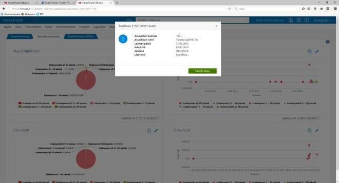 kohdalla, tulee näkyviin pieni ruutu jossa näkyy infona kyseisen tositteen numero, eräpäivä ja summa - klikkaamalla