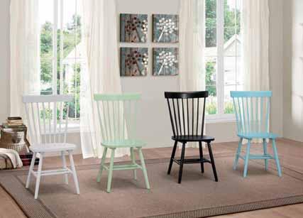 table white, chairs white, black, pastel blue, pastel green materiaali