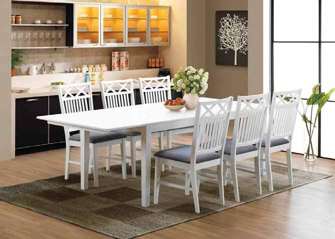 7 Seaport-ruokailuryhmä Seaport dining set Seaport 180 -ruokailuryhmä, pöytä + 6 tuolia Seaport 180 dining set, tabl e + 6 chairs pöytä table 180 (+40+40) x 90 x 75 cm tuoli chair 44 x 45 x 44/95 cm