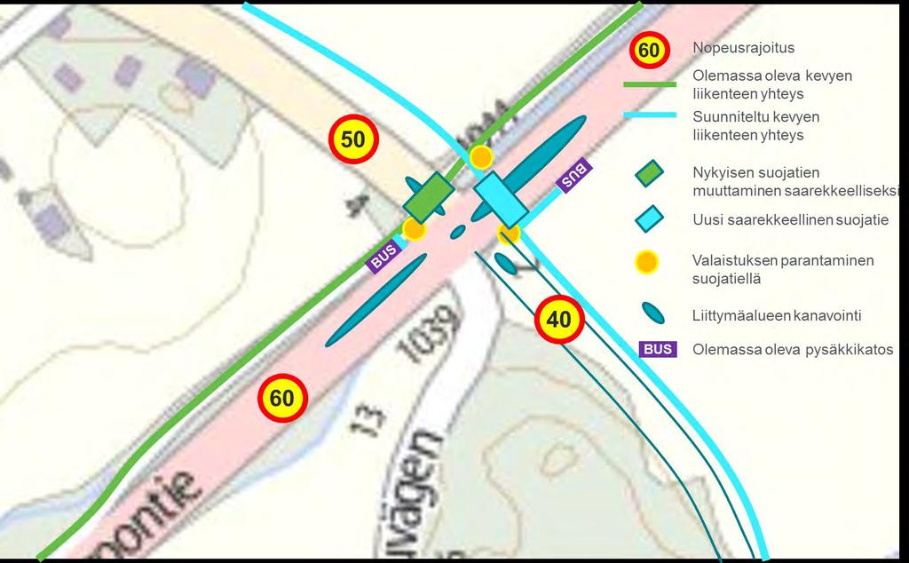 3 Kevyt liikenne, joukkoliikenne ja liikenneturvallisuus 3.1 Liikenneturvallisuus Liittymän havaittavuus on nykytilanteessa huono päätien suunnassa.